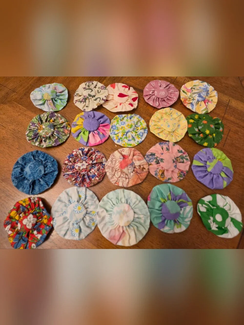114 Handmade Fabric YoYos Rosettes Cottagecore Grandmacore Quilt Applique Sewing
